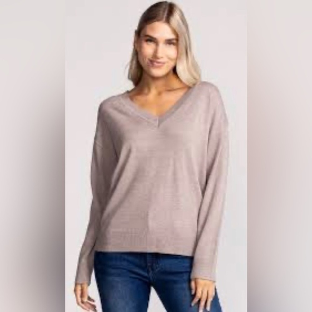 The Limited V Neck Tan Lightweight long sleeve Sweater size small